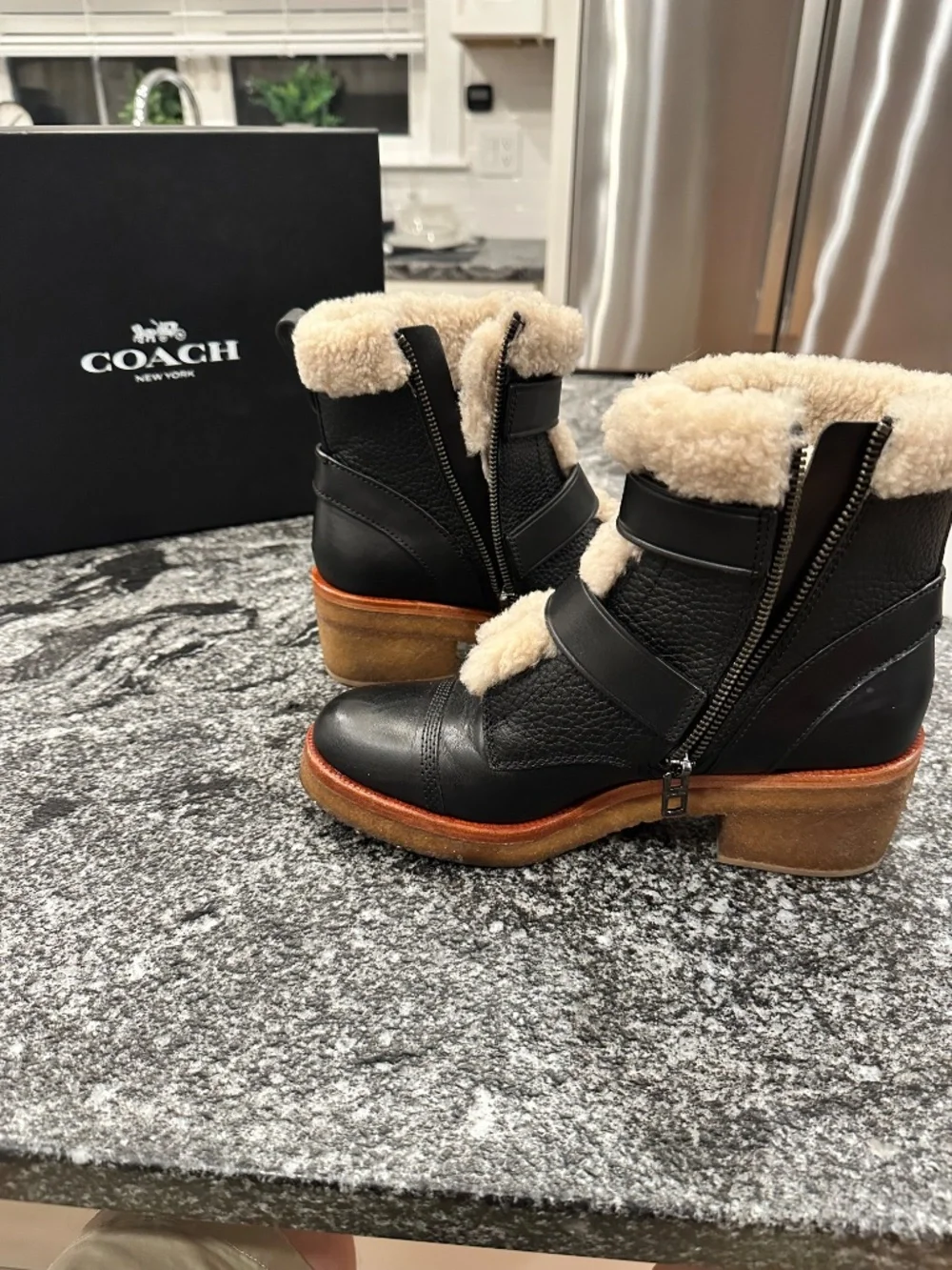 Coach Preston Black Leather Ankle Boots